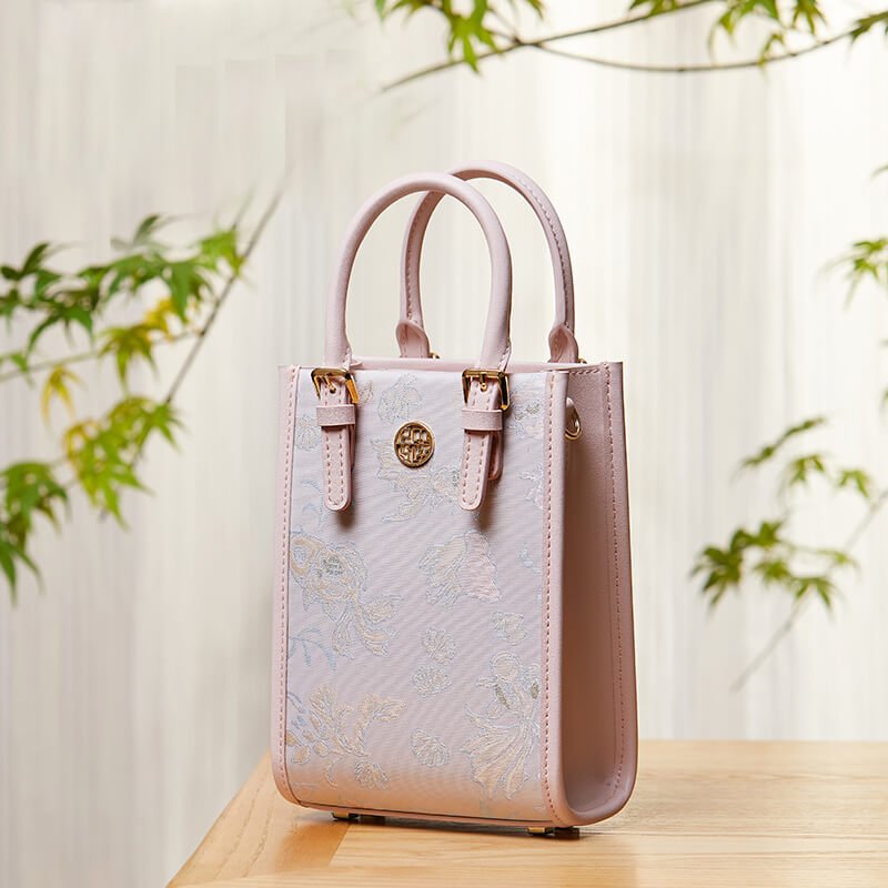 Standing Grace Leather and Silk Crossbody Handbag – Babylon Leather - Babylon LeatherBabylon LeatherTX165-Pink 1