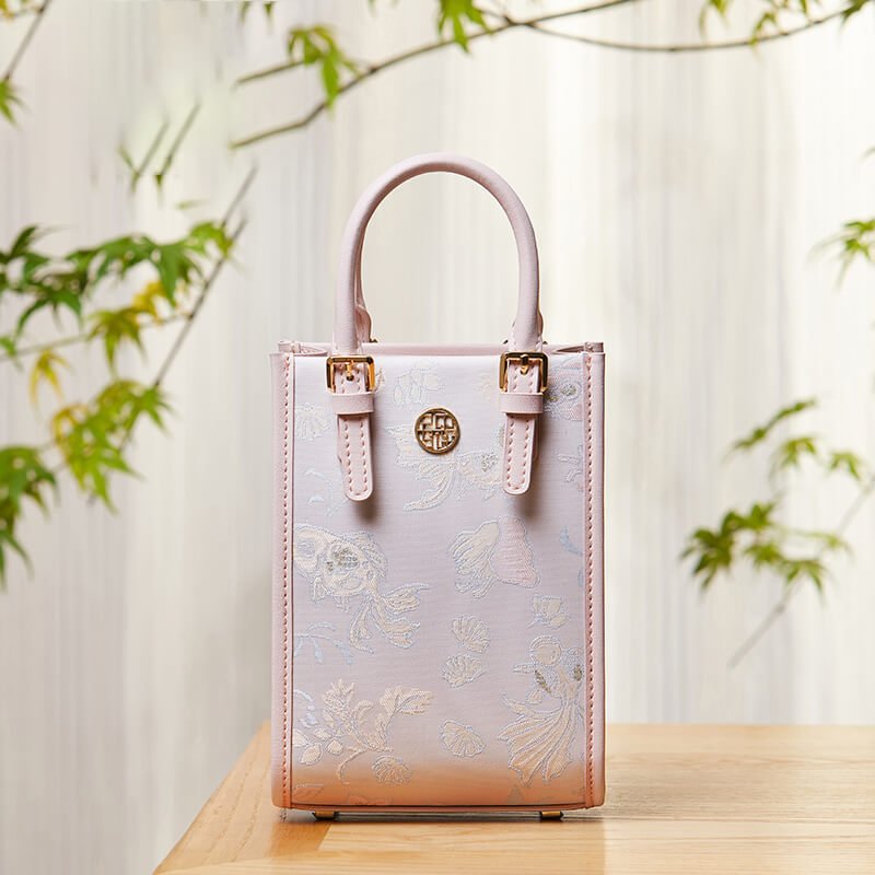 Standing Grace Leather and Silk Crossbody Handbag – Babylon Leather - Babylon LeatherBabylon LeatherTX165-Pink 1