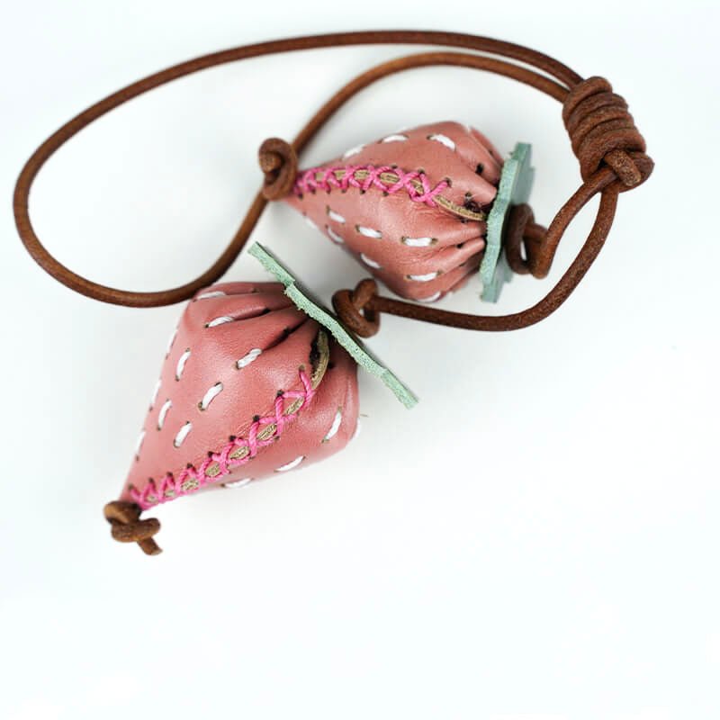 Strawberry Fruit Style Leather Charm Keychain – Babylon Leather - Babylon LeatherBabylon LeatherLL59-Pink