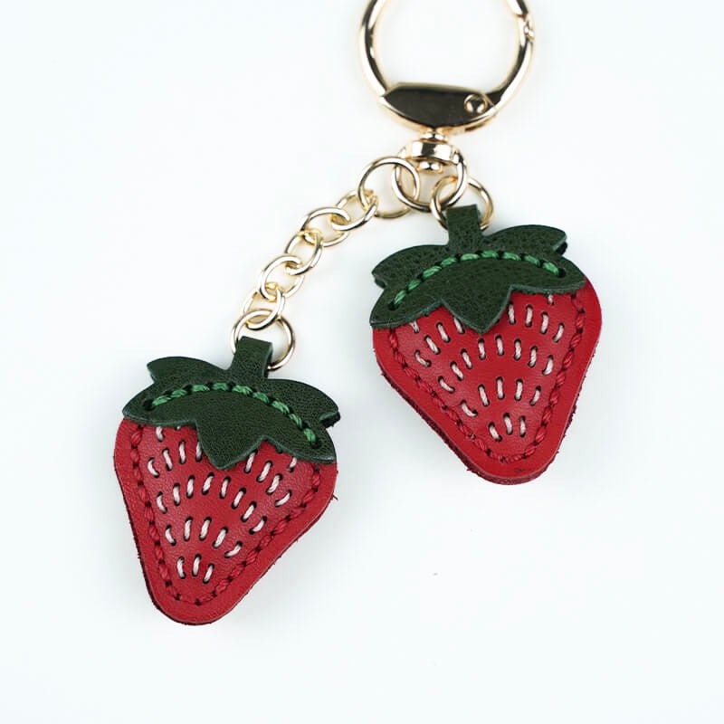 Strawberry Shaped Leather Bag Charm – Babylon Leather - Babylon LeatherBabylon LeatherLL49-Red