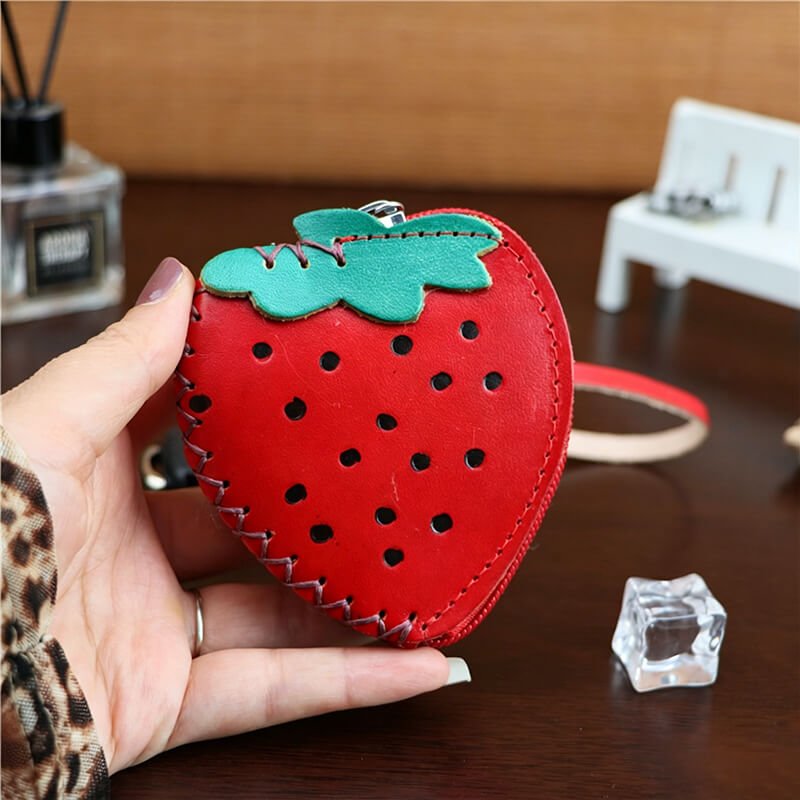 Strawberry - Shaped Leather Coin Purse – Babylon Leather - Babylon LeatherBabylon LeatherLLZ128-Red