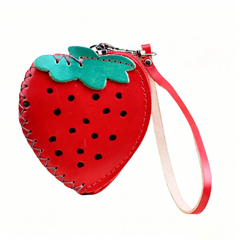 Strawberry - Shaped Leather Coin Purse – Babylon Leather - Babylon LeatherBabylon LeatherLLZ128-Red