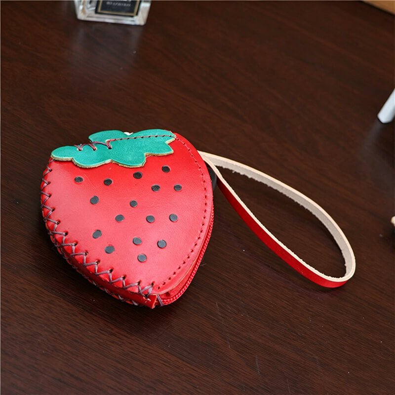 Strawberry - Shaped Leather Coin Purse – Babylon Leather - Babylon LeatherBabylon LeatherLLZ128-Red