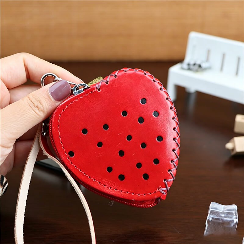 Strawberry - Shaped Leather Coin Purse – Babylon Leather - Babylon LeatherBabylon LeatherLLZ128-Red