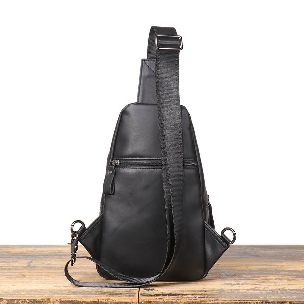 Stylish Men’s Leather Sling Bag – Babylon Leather - Babylon LeatherBabylon LeatherLJ032 - Oil wax leather Black