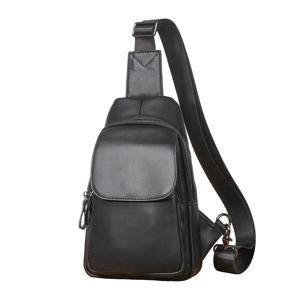 Stylish Men’s Leather Sling Bag – Babylon Leather - Babylon LeatherBabylon LeatherLJ032 - Oil wax leather Black