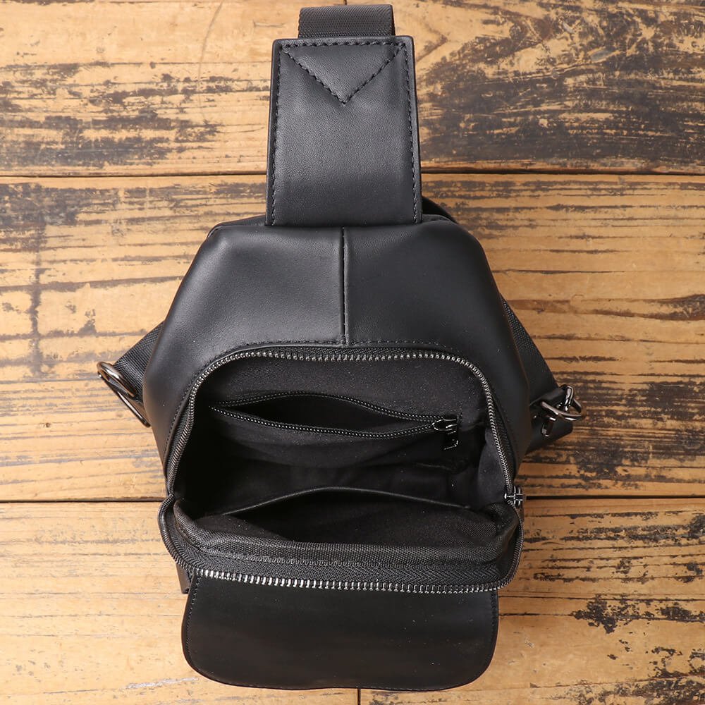 Stylish Men’s Leather Sling Bag – Babylon Leather - Babylon LeatherBabylon LeatherLJ032 - Oil wax leather Black