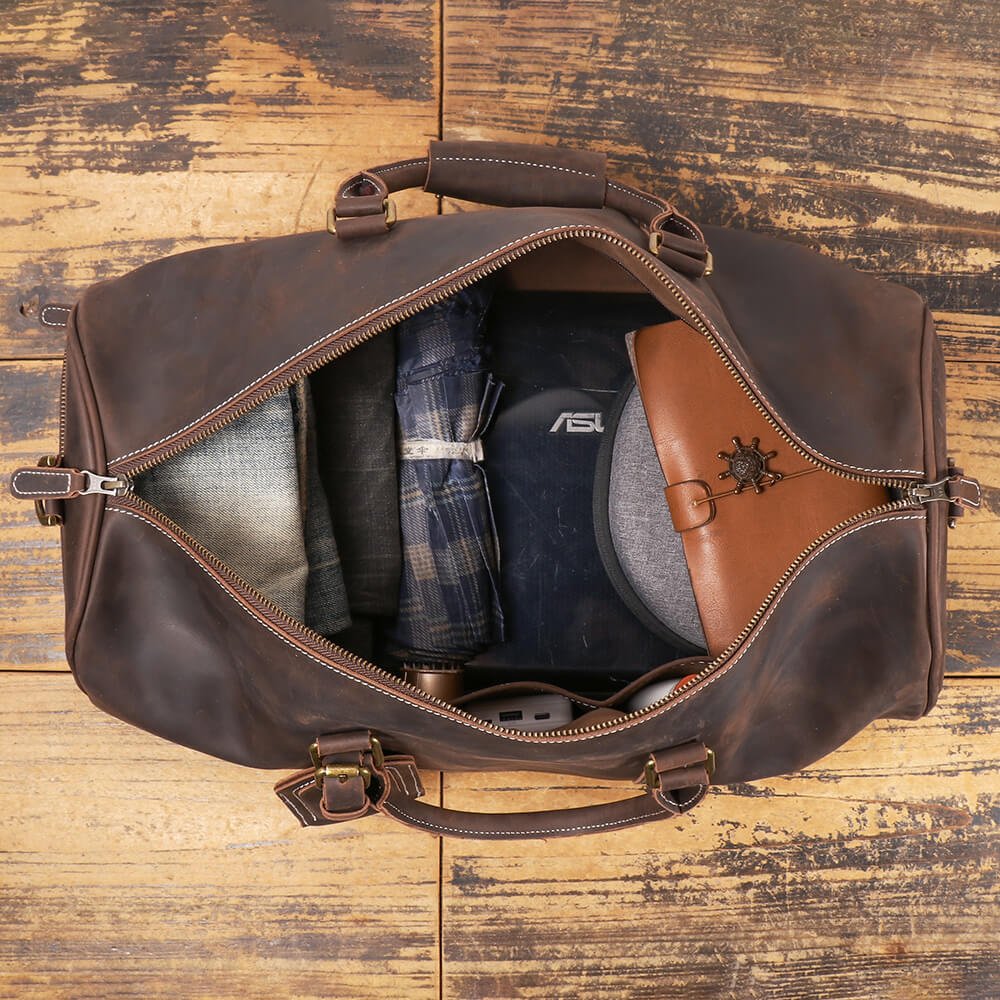 Stylish Top Grain Leather Weekender Bag – Babylon Leather - Babylon LeatherBabylon LeatherLJ011 - Coffee - 50cm