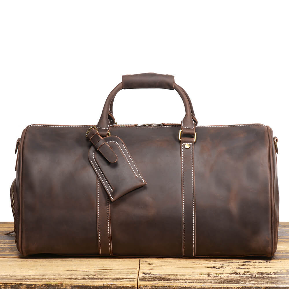 Stylish Top Grain Leather Weekender Bag – Babylon Leather - Babylon LeatherBabylon LeatherLJ011 - Coffee - 50cm