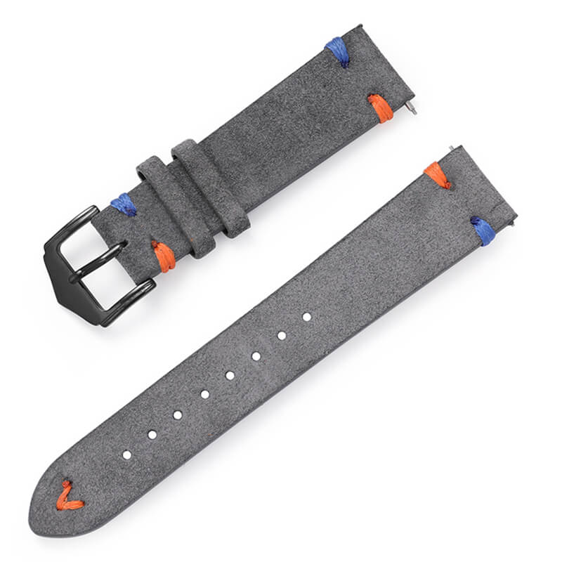 Suede Leather Quick Release Watch Strap, 20mm and 22mm – Babylon Leather - Babylon LeatherBabylon LeatherOL14-Grey-Silver-20 mm