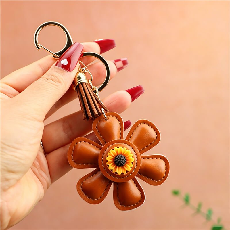 Sunflower PU Leather Bag Charm – Babylon Leather - Babylon LeatherBabylon LeatherLLZ44-Brown