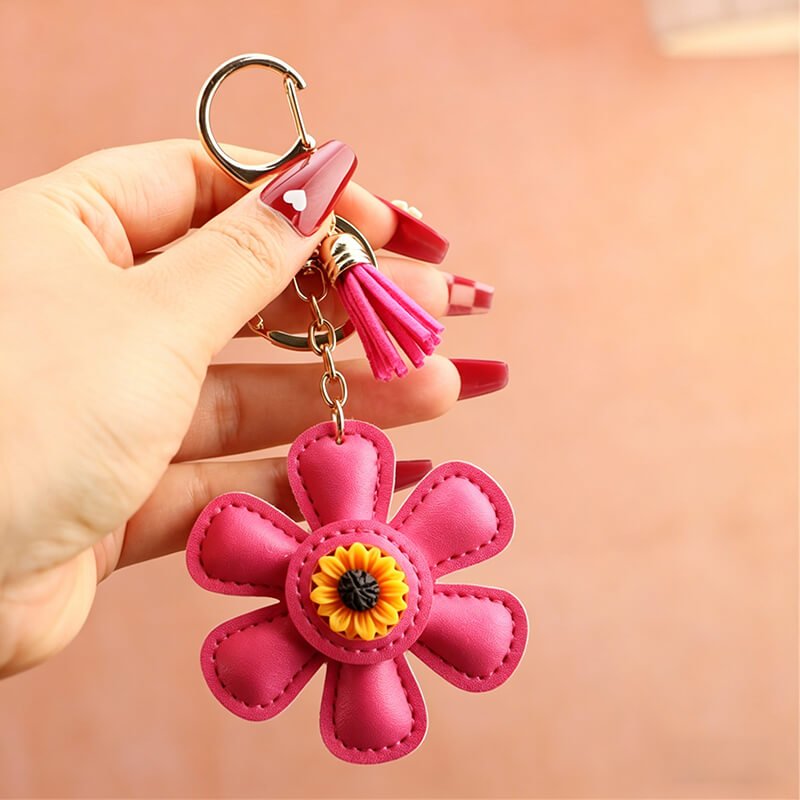 Sunflower PU Leather Bag Charm – Babylon Leather - Babylon LeatherBabylon LeatherLLZ44-Fuchsia