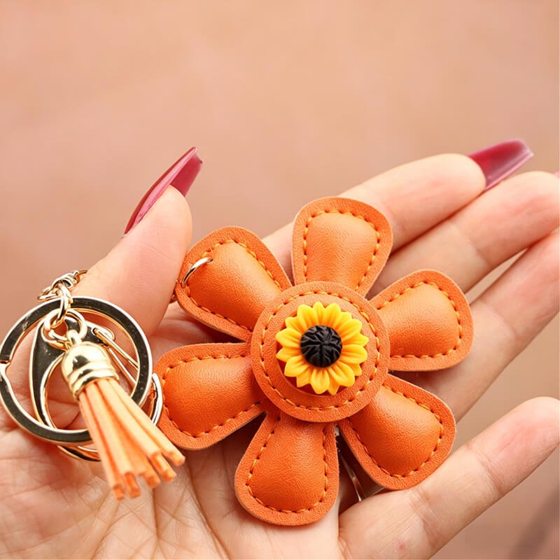 Sunflower PU Leather Bag Charm – Babylon Leather - Babylon LeatherBabylon LeatherLLZ44-Orange