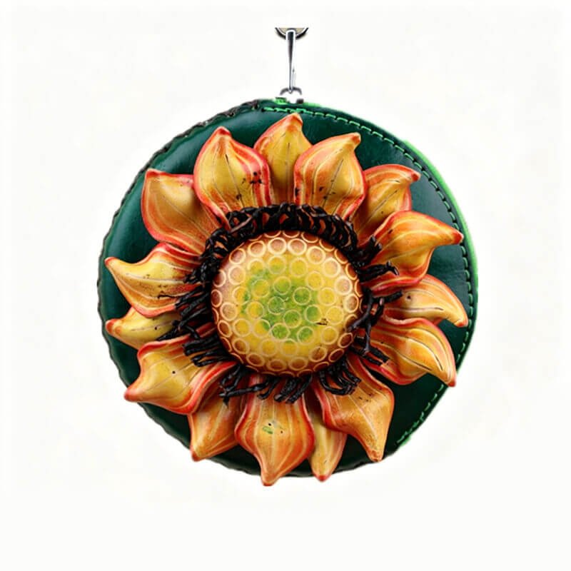 Sunflower - Shaped Leather Coin Purse – Babylon Leather - Babylon LeatherBabylon LeatherLLZ26-Orange
