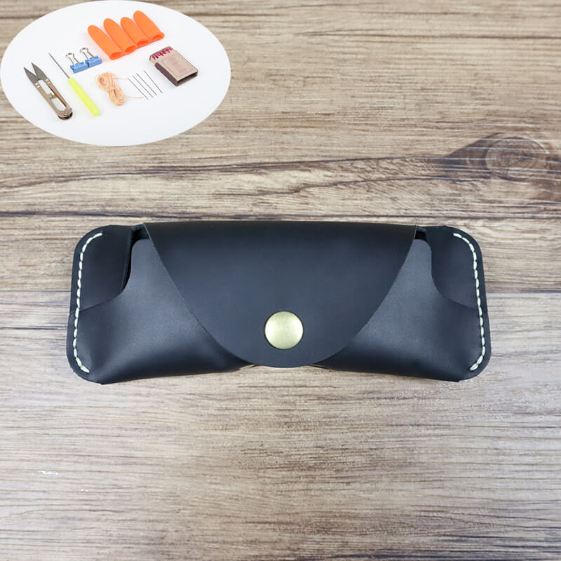 Sunglasses Glasses Case Crazy Horse Leather DIY Kit – Babylon Leather - Babylon LeatherBabylon LeatherCY10-Black