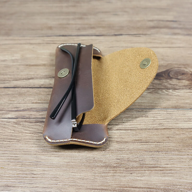 Sunglasses Glasses Case Crazy Horse Leather DIY Kit – Babylon Leather - Babylon LeatherBabylon LeatherCY10-Brown