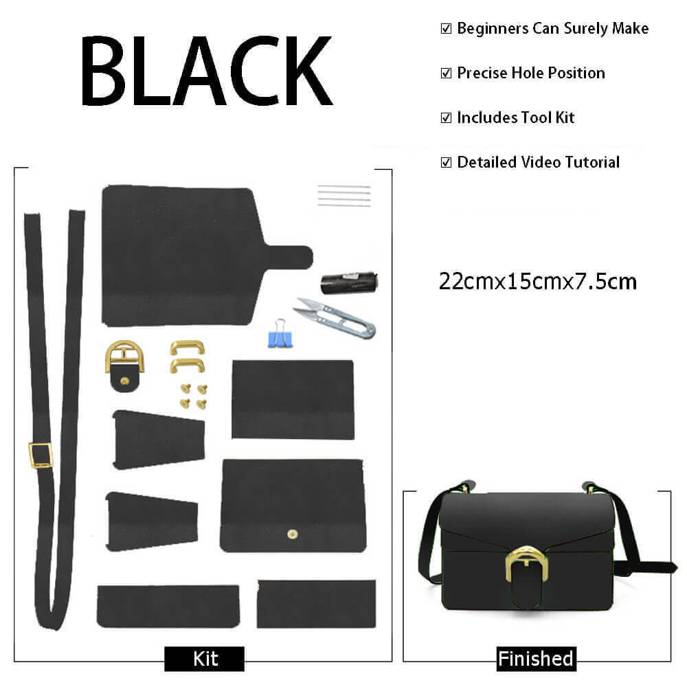 Tabby Crossbody Bag DIY Kit – Babylon Leather - Babylon LeatherBabylon LeatherSY98-Black-Color-Matched
