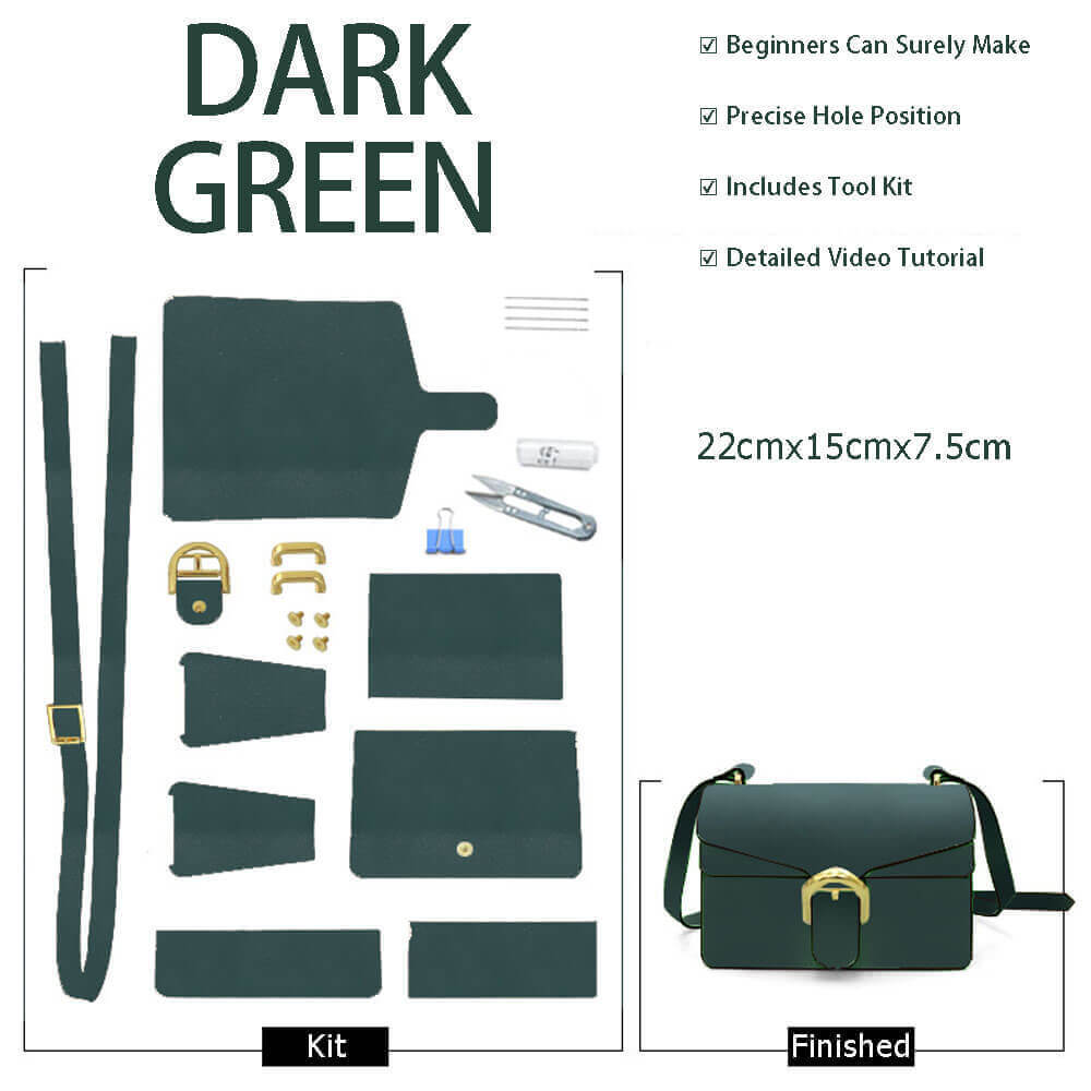 Tabby Crossbody Bag DIY Kit – Babylon Leather - Babylon LeatherBabylon LeatherSY98-Dark Green-White