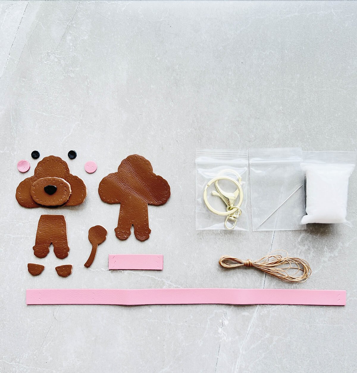 Teddy Dog Charm DIY Kit – Babylon Leather - Babylon LeatherBabylon LeatherSG24-Brown
