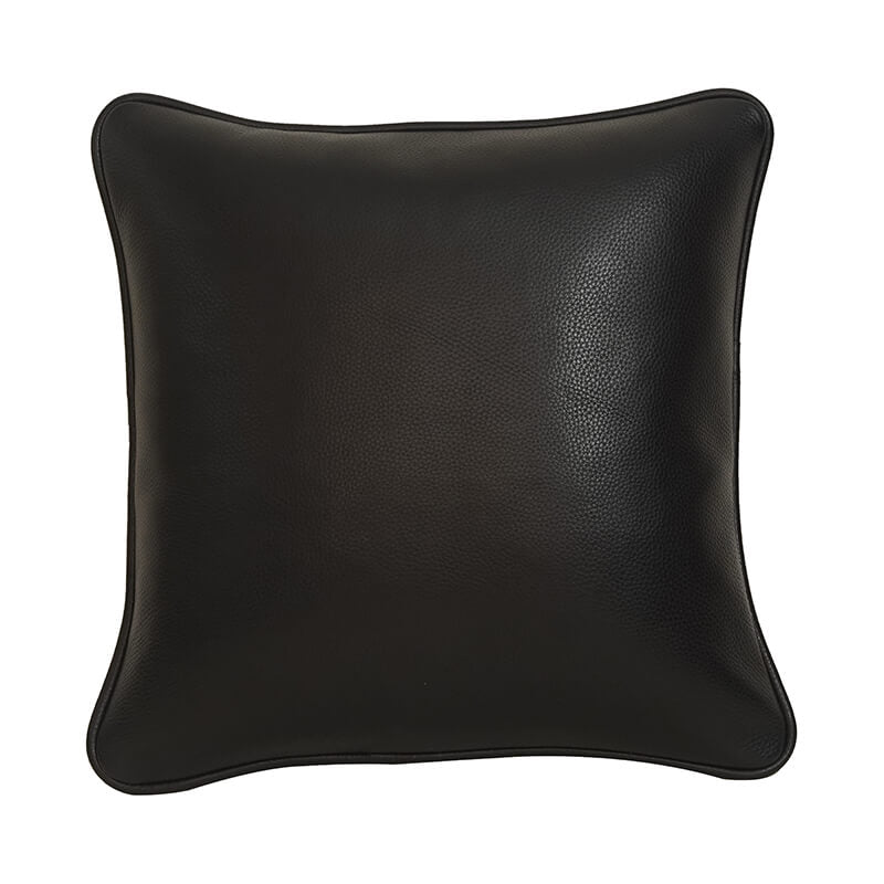 Textured Top Grain Cowhide Leather Lumbar Pillow Cover - Babylon LeatherBabylon LeatherZNP03-Black-30 × 50 cm-Stitched-Edge Style- Pillowcase Only