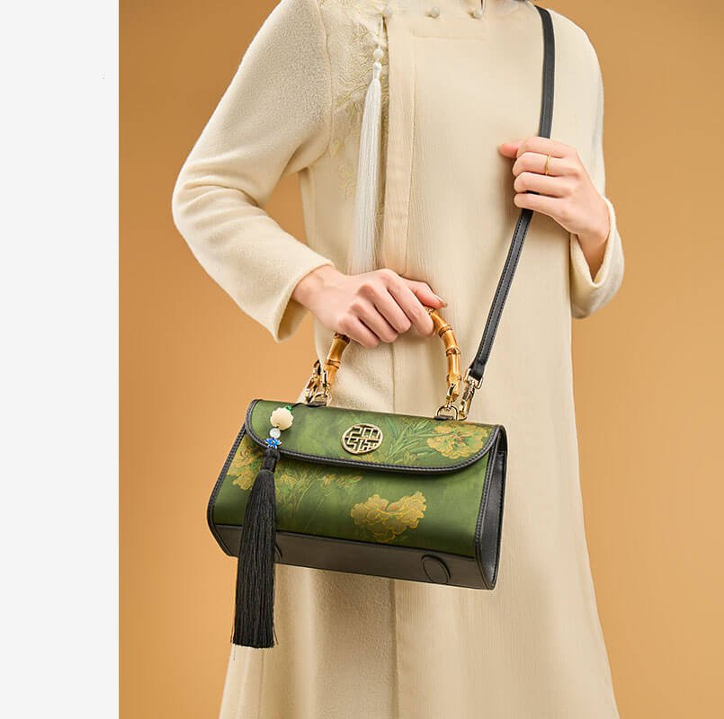 Timeless Root Leather & Silk Handbag – Babylon Leather - Babylon LeatherBabylon LeatherTX008-Green