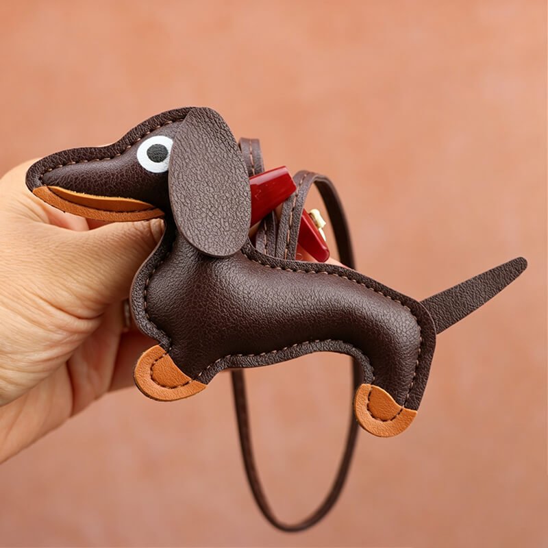 Tiny Dachshund PU Leather Bag Charm – Babylon Leather - Babylon LeatherBabylon LeatherLLZ35-Coffee
