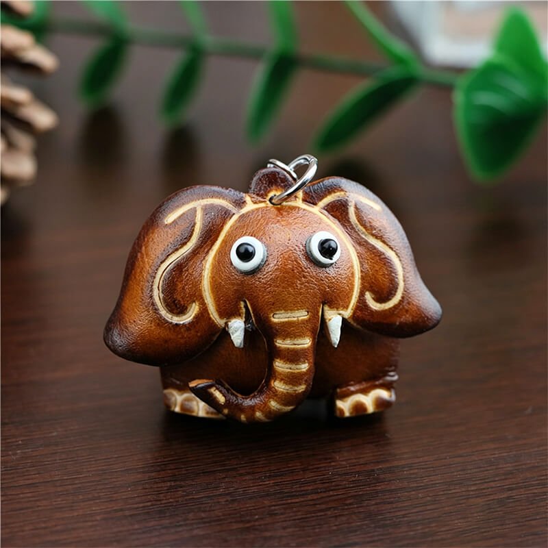 Tiny Elephant Leather Bag Charm – Babylon Leather - Babylon LeatherBabylon LeatherLLZ16-Brown
