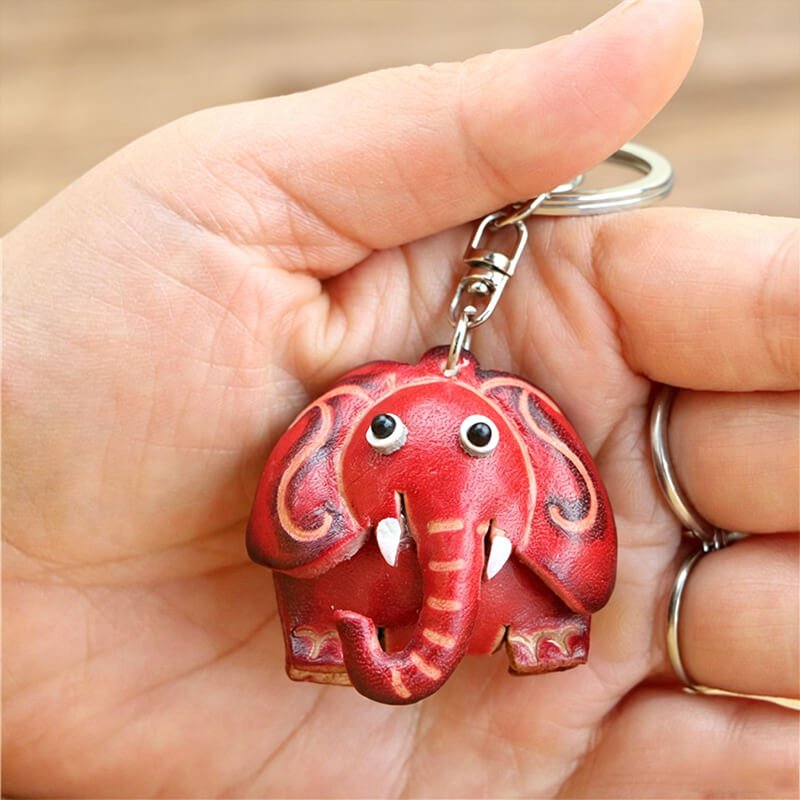 Tiny Elephant Leather Bag Charm – Babylon Leather - Babylon LeatherBabylon LeatherLLZ16-Red