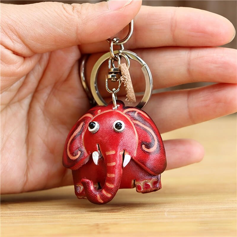 Tiny Elephant Leather Bag Charm – Babylon Leather - Babylon LeatherBabylon LeatherLLZ16-Red