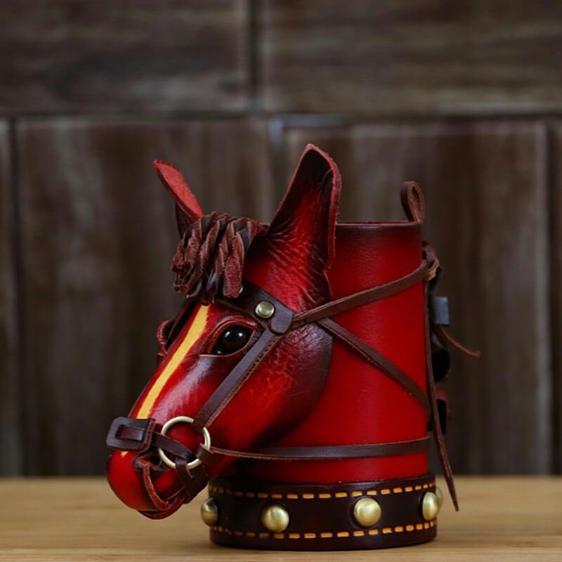 Tiny Red Horse - Shaped Leather Pen Holder – Babylon Leather - Babylon LeatherBabylon LeatherLLZ108-Red