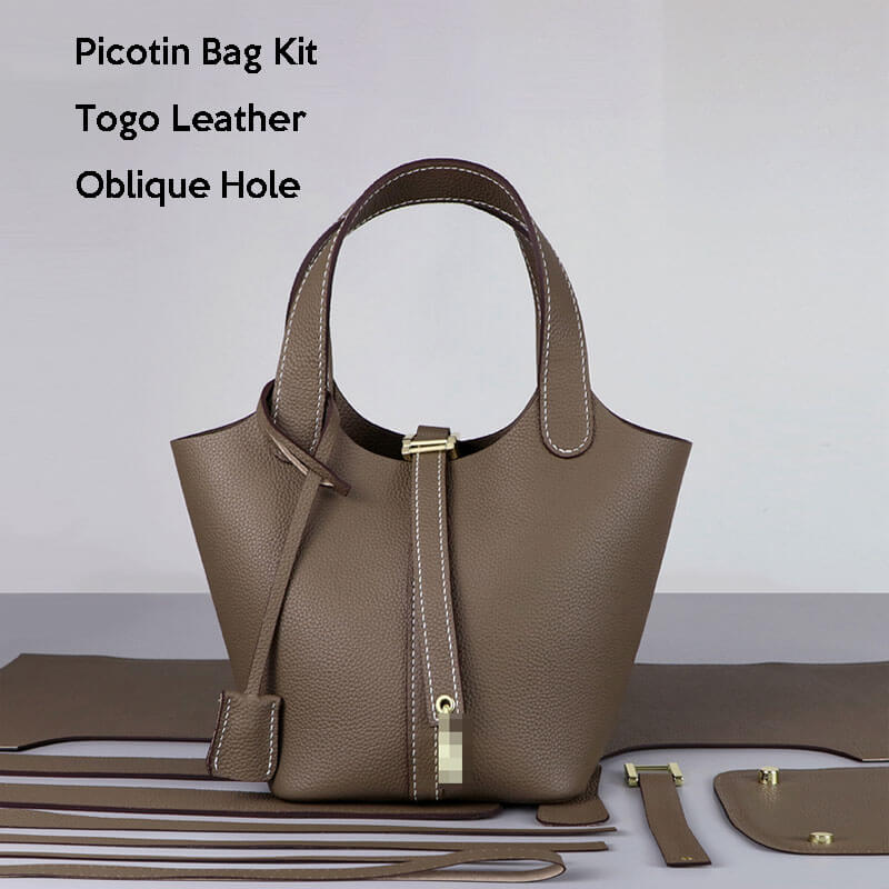 Togo Leather Picotin Bag DIY Kit – Babylon Leather - Babylon LeatherBabylon LeatherSY40 - Brown - Lined & Large - Gold & White