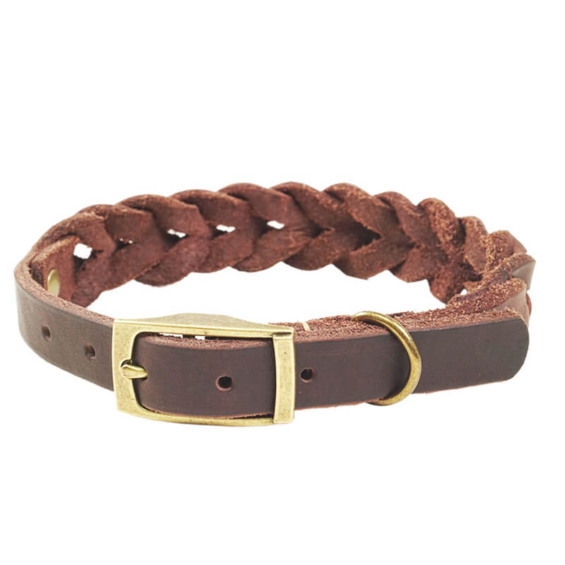Top - Grain Leather Braided Dog Collar – Babylon Leather - Babylon LeatherBabylon LeatherLP09-Black-L