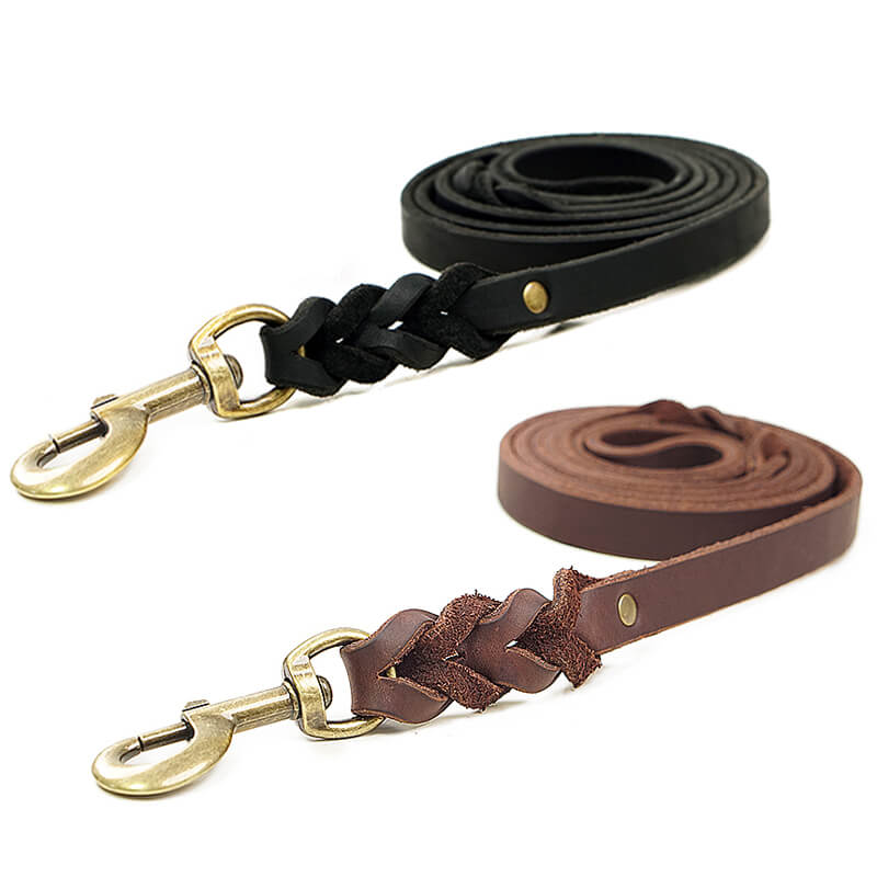 Top - Grain Leather Braided Dog Leash – Babylon Leather - Babylon LeatherBabylon LeatherLP08-Black-L