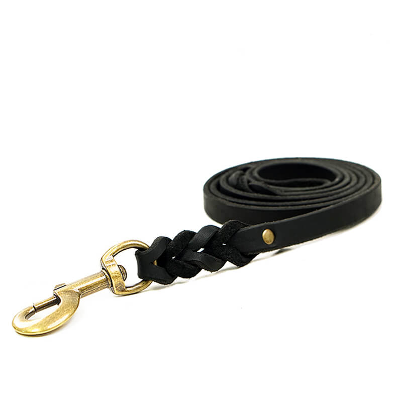 Top - Grain Leather Braided Dog Leash – Babylon Leather - Babylon LeatherBabylon LeatherLP08-Black-L
