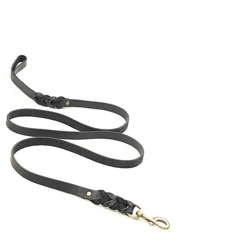Top - Grain Leather Braided Dog Leash – Babylon Leather - Babylon LeatherBabylon LeatherLP08-Black-L