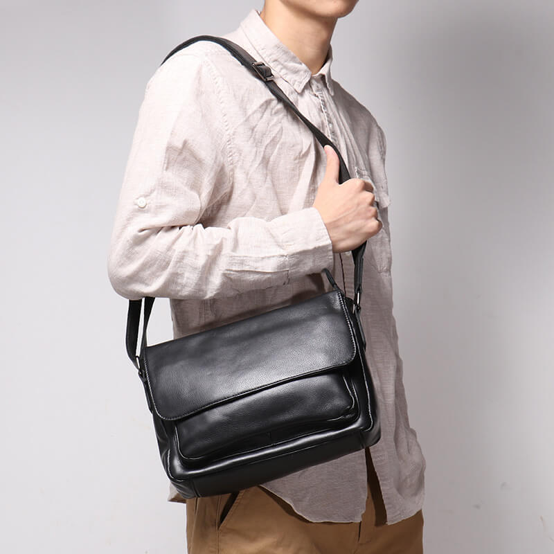 Top Grain Leather Casual Crossbody Bag – Babylon Leather - Babylon LeatherBabylon LeatherLJ008 - Black