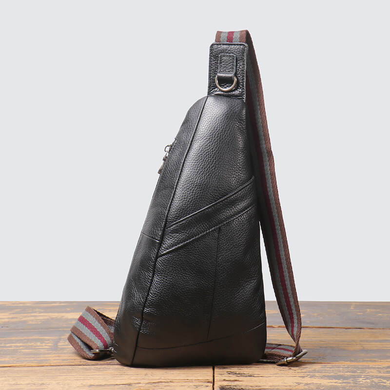 Top Grain Leather Compact Shoulder Sling Bag for Men – Babylon Leather - Babylon LeatherBabylon LeatherLJ096 - Black - A