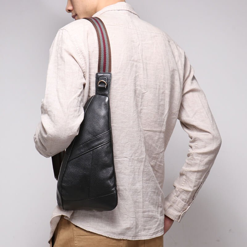 Top Grain Leather Compact Shoulder Sling Bag for Men – Babylon Leather - Babylon LeatherBabylon LeatherLJ096 - Black - A
