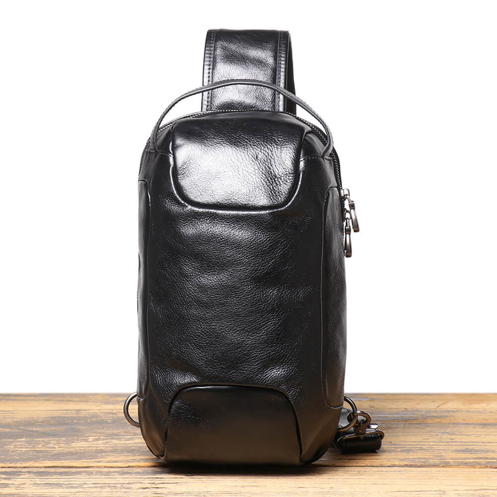 Top - Grain Leather Crossbody Sling Bag for Men & Women – Babylon Leather - Babylon LeatherBabylon LeatherLJ108-Black