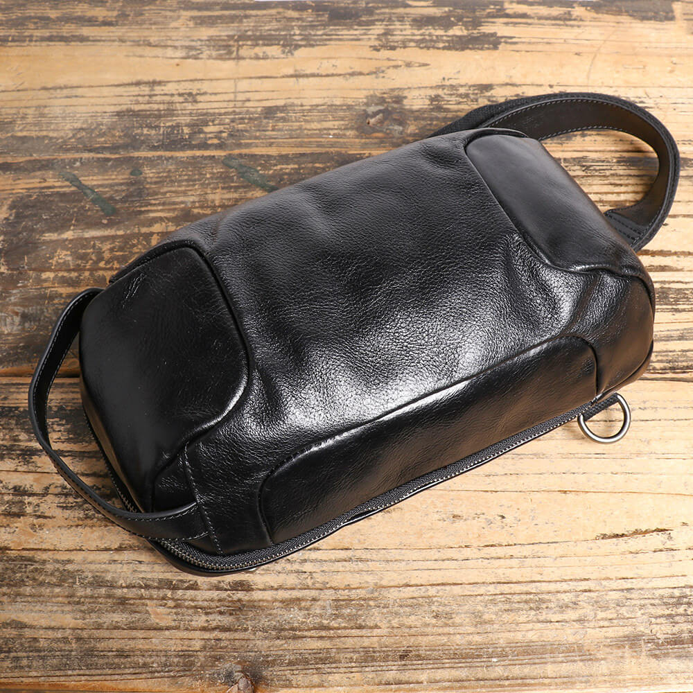 Top - Grain Leather Crossbody Sling Bag for Men & Women – Babylon Leather - Babylon LeatherBabylon LeatherLJ108-Black