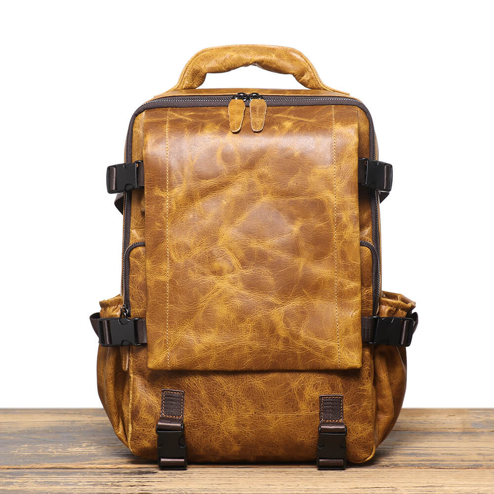 Top Grain Leather Laptop Backpack for Men – Babylon Leather - Babylon LeatherBabylon LeatherLJ086 - Yellow