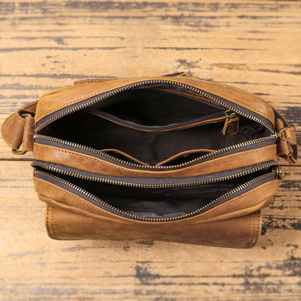 Top Grain Leather Men’s Crossbody Bag – Babylon Leather - Babylon LeatherBabylon LeatherLJ077 - Brown