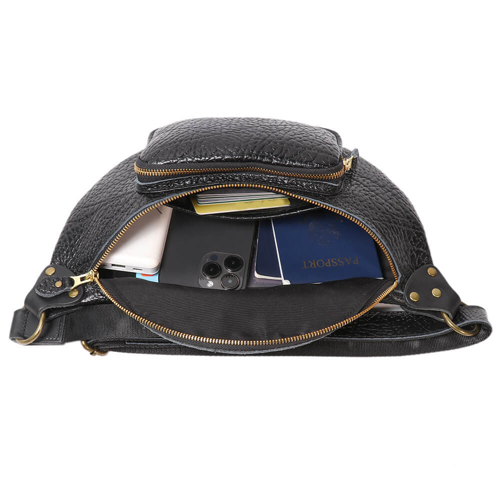 Top Grain Leather Men’s Crossbody Sling Bag – Babylon Leather - Babylon LeatherBabylon LeatherLJ102-Black