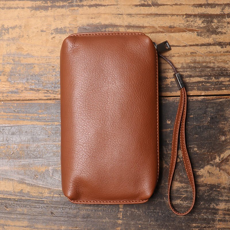 Top - Grain Leather Organizer Wristlet Wallet – Babylon Leather - Babylon LeatherBabylon LeatherLJ119-Brown