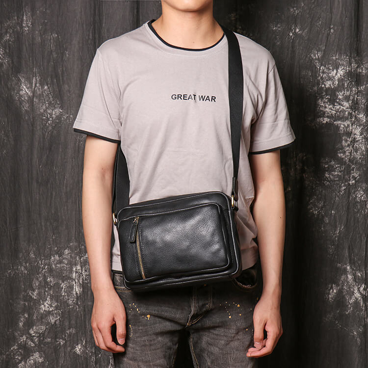 Top Grain Leather Shoulder Messenger Bag – Babylon Leather - Babylon LeatherBabylon LeatherLJ082 - Black