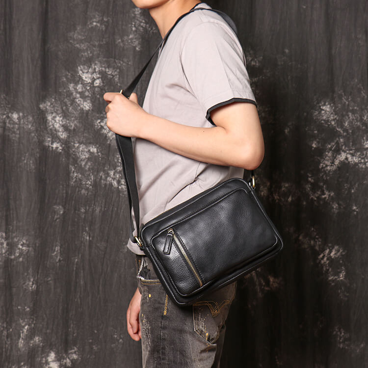Top Grain Leather Shoulder Messenger Bag – Babylon Leather - Babylon LeatherBabylon LeatherLJ082 - Black