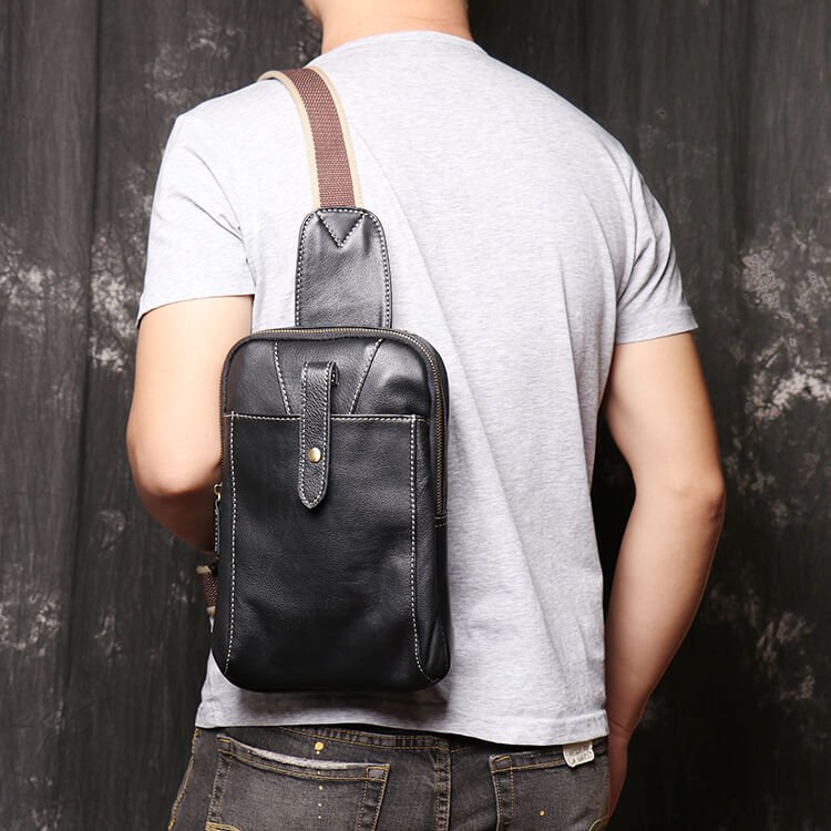 Top - Grain Leather Sling Chest Bag for Men – Babylon Leather - Babylon LeatherBabylon LeatherLJ151-Black