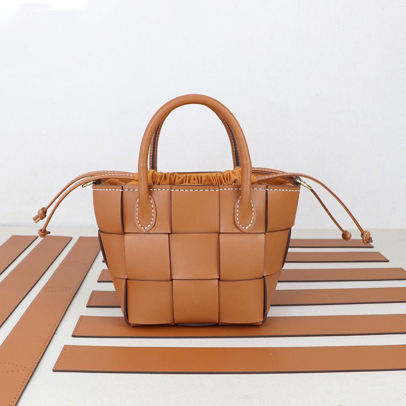 Top - Grain Leather Woven Bag DIY Kit – Babylon Leather - Babylon LeatherBabylon LeatherSY22 - Caramel - White