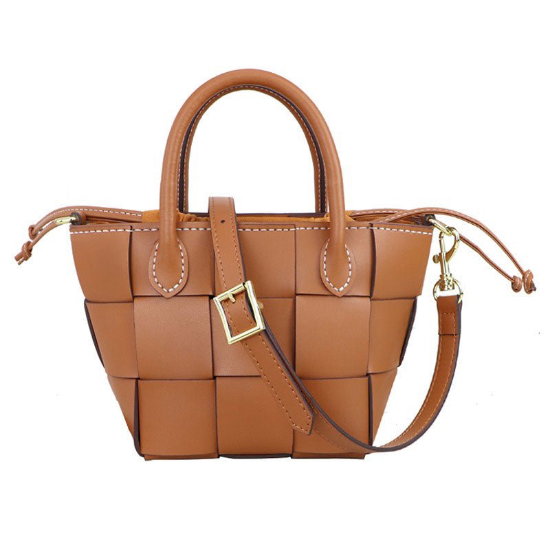 Top - Grain Leather Woven Bag DIY Kit – Babylon Leather - Babylon LeatherBabylon LeatherSY22 - Caramel - White
