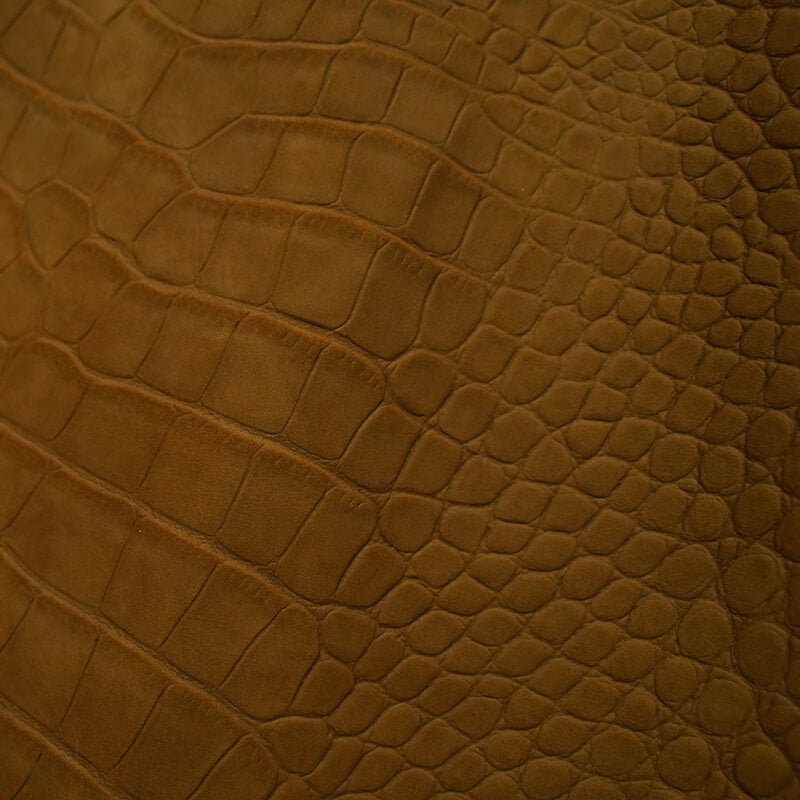 Top Grain Nubuck Crocodile Embossed Leather – Babylon Leather - Babylon LeatherBabylon LeatherLT035-Brown-1.2-1.3mm-5 sq. ft.